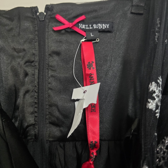 Hell Bunny Snowstar snowFlake Dress Black Silver Holiday Party Event - Picture 9 of 12